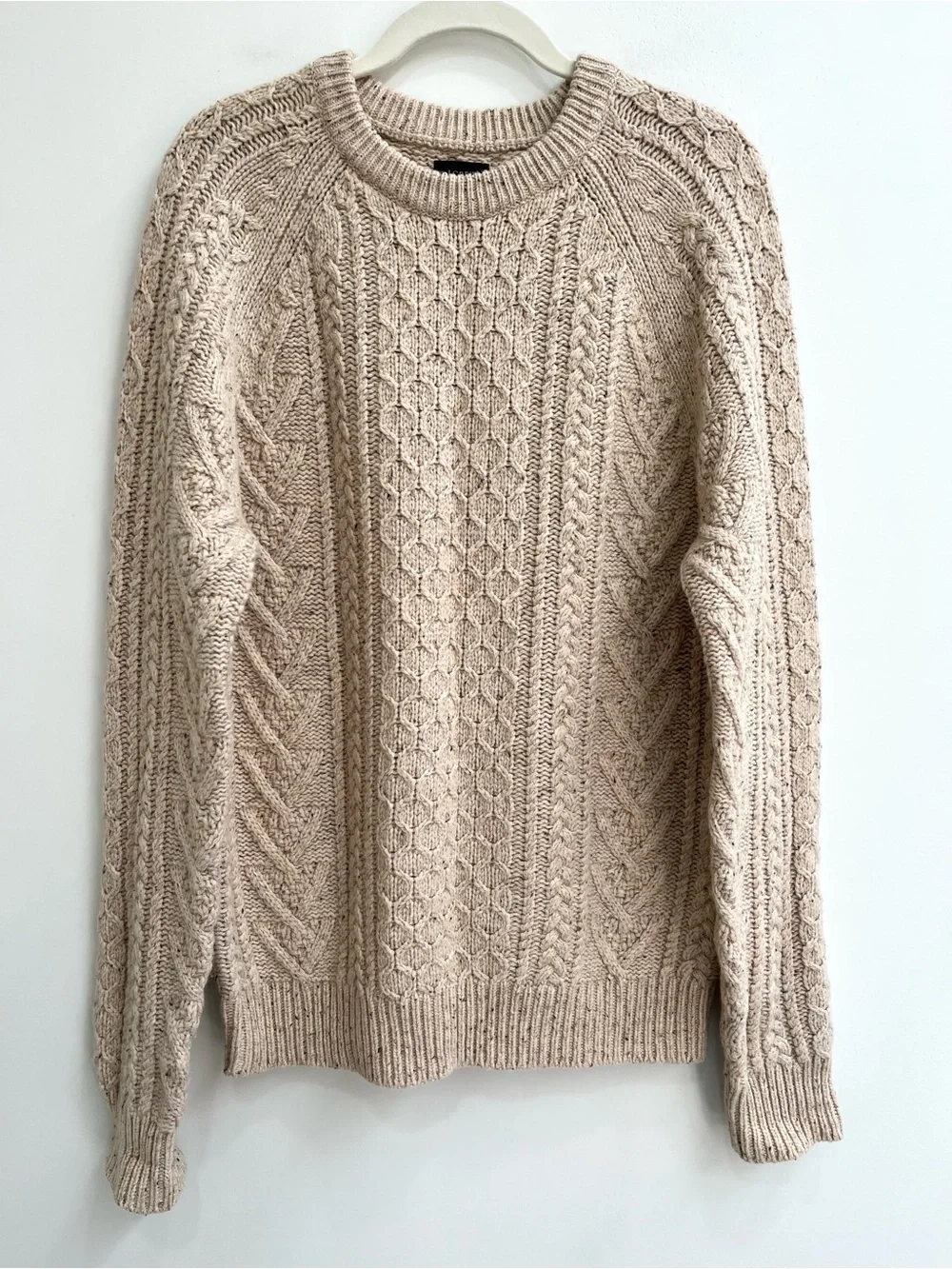 J Crew Rugged Merino Wool Blend Donegal Cable Knit Crewneck Sweater Medium